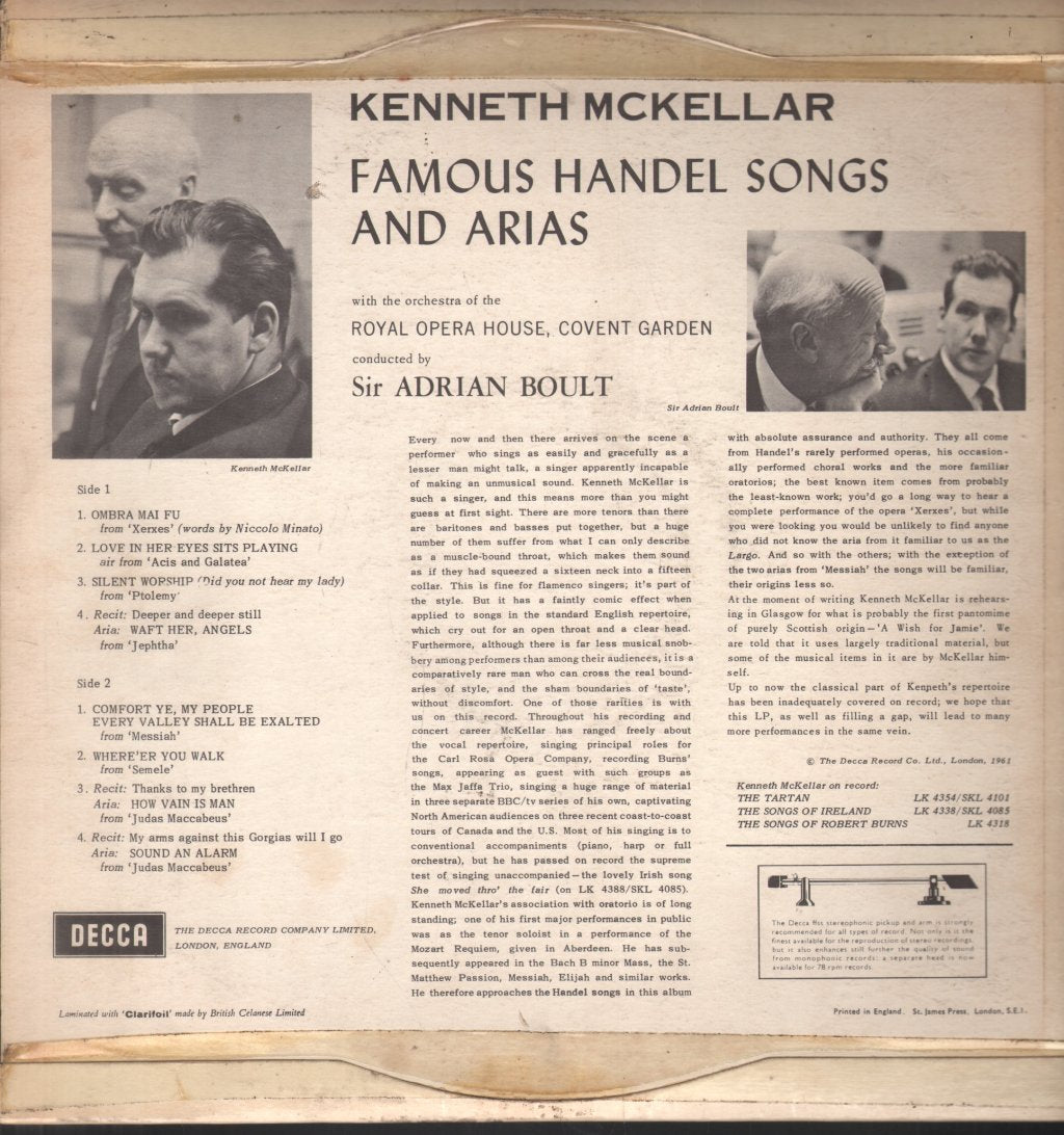 Kenneth McKellar - Handel Songs And Arias - Lp