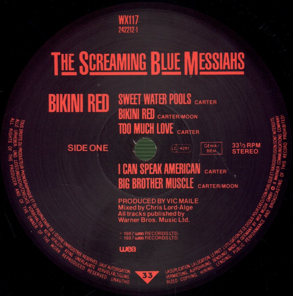 Screaming Blue Messiahs - Bikini Red - Lp