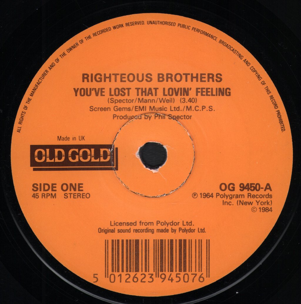 Righteous Brothers - You've Lost That Lovin' Feeling - 7 Inch