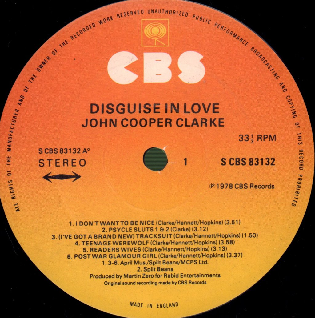 John Cooper Clarke - Disguise In Love - Lp
