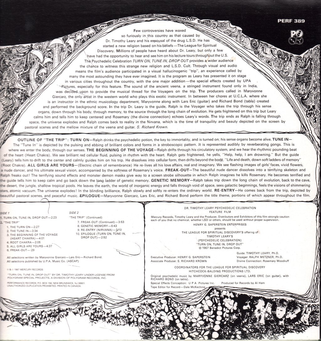 Dr Timothy Leary - Turn On, Tune In, Drop Out (The Original Motion Picture Soundtrack) - Lp