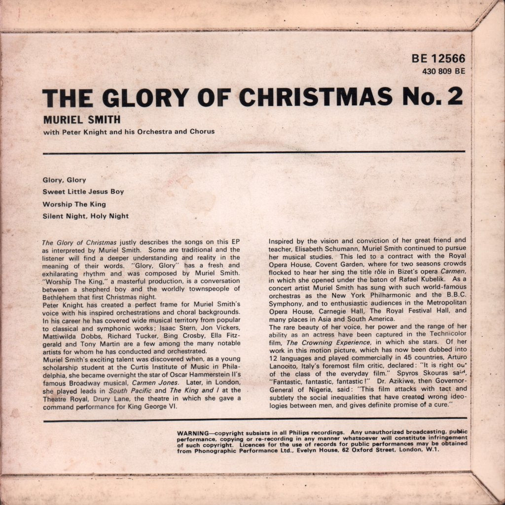 Muriel Smith - Glory Of Christmas No. 2 - 7 Inch