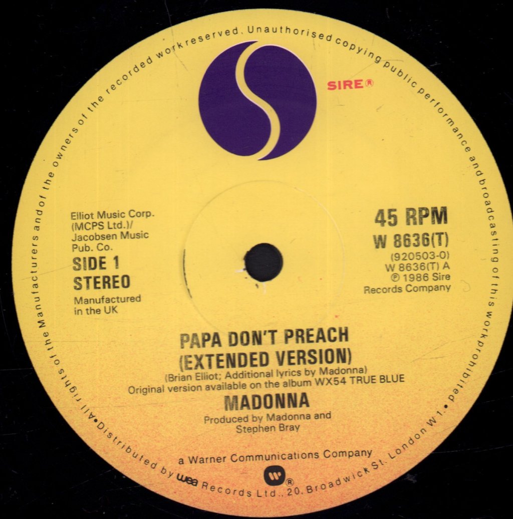 Madonna - Papa Don't Preach - 12 Inch