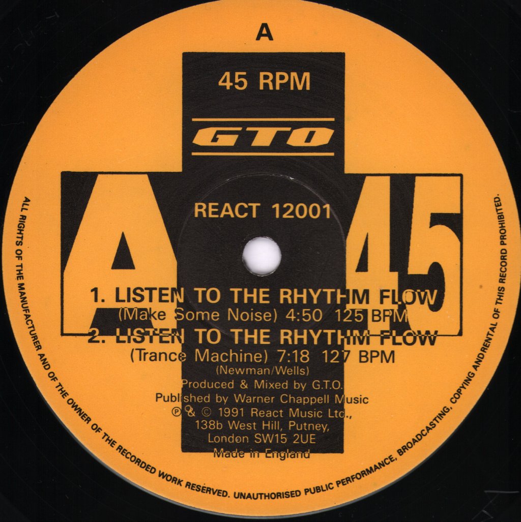 GTO - Listen To The Rhythm Flow - 12 Inch