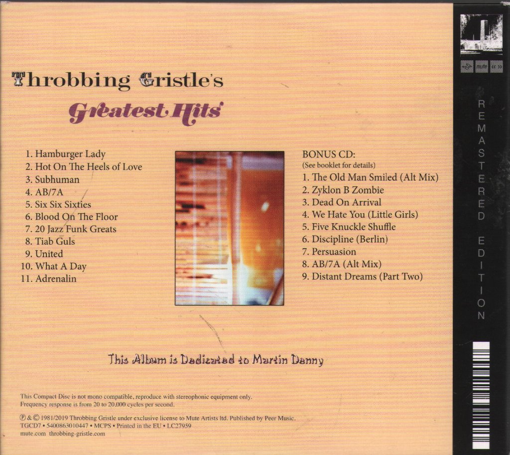 Throbbing Gristle - Throbbing Gristle's Greatest Hits (Entertainment Through Pain) - Double Cd