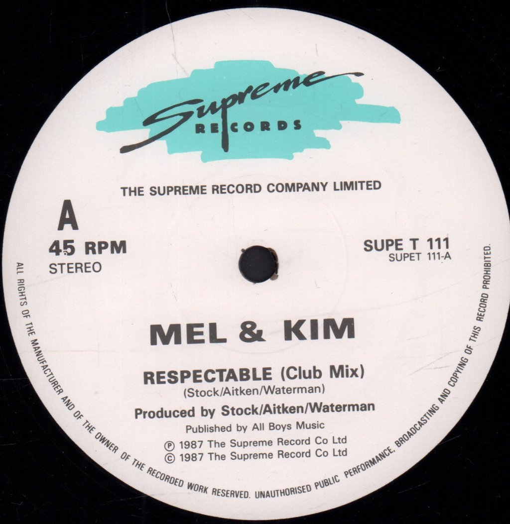 Mel And Kim - Respectable - 12 Inch