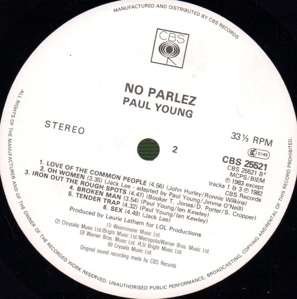 Paul Young - No Parlez - Lp