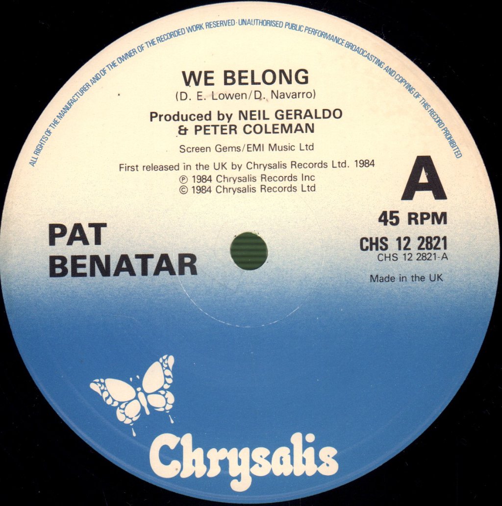 Pat Benatar - We Belong - 12 Inch