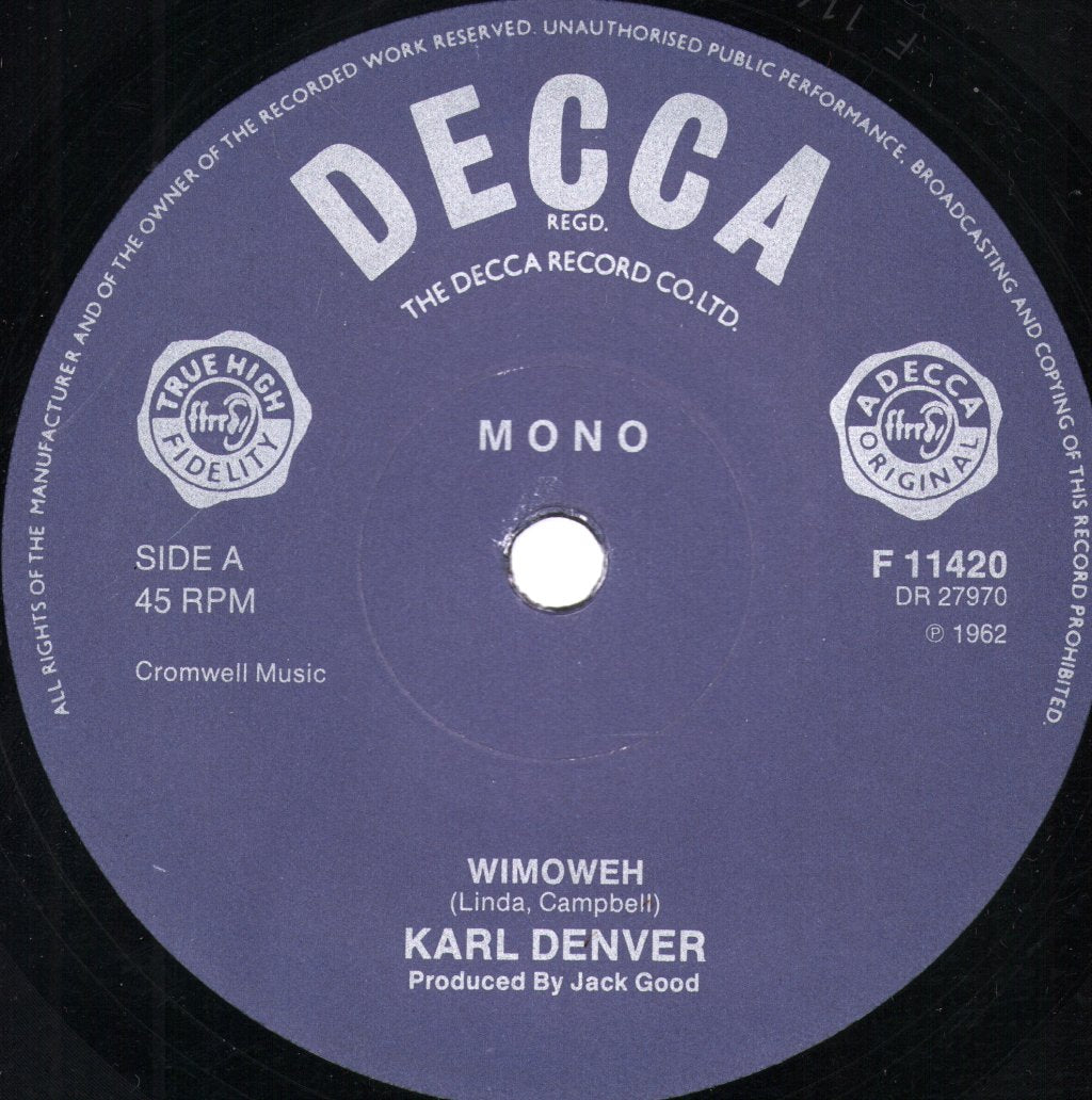 Karl Denver - Wimoweh - 7 Inch