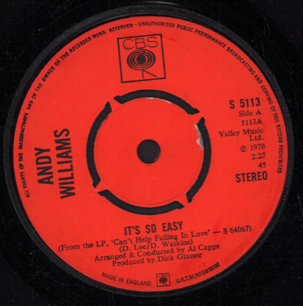 Andy Williams - It's So Easy - 7 Inch
