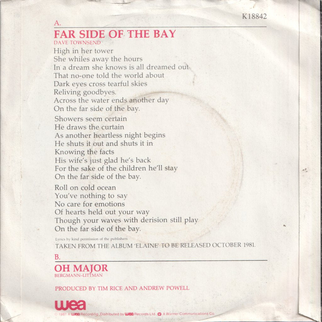 Elaine Paige - Far Side Of The Bay - 7 Inch