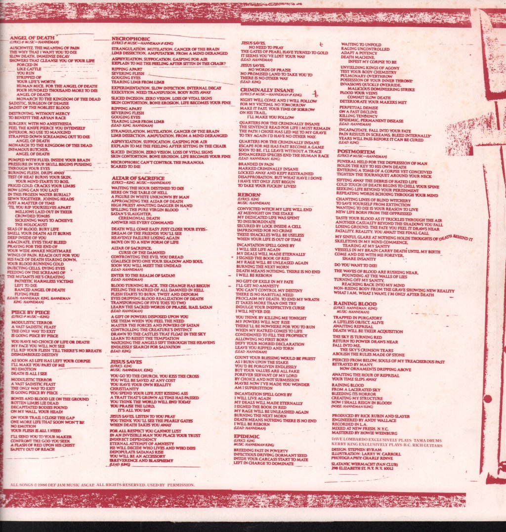 Slayer - Reign In Blood - Lp