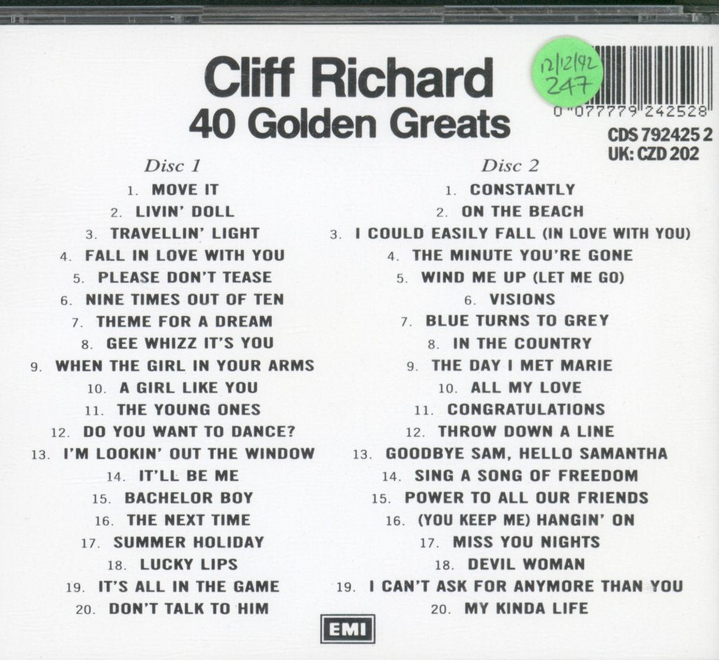Cliff Richard - 40 Golden Greats - Double Cd