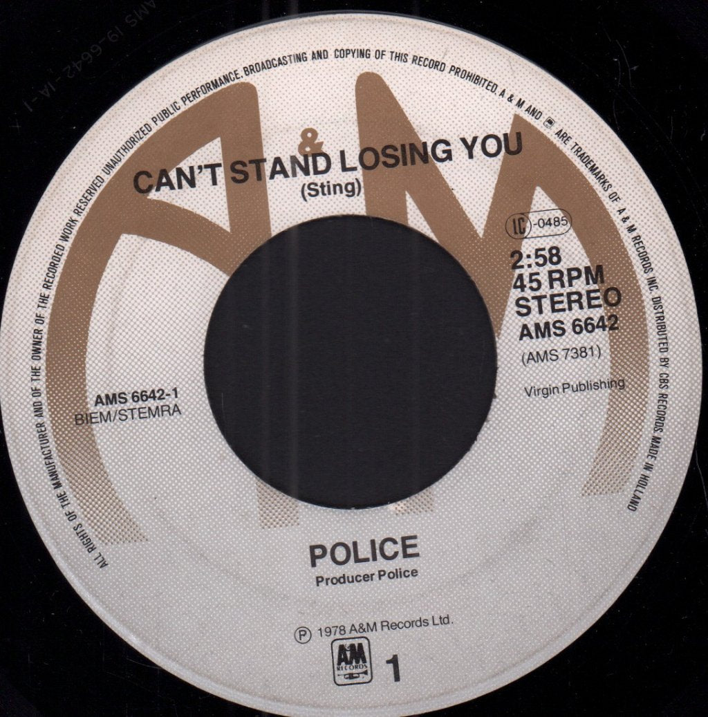 Police - Can't Stand Losing You - 7 Inch