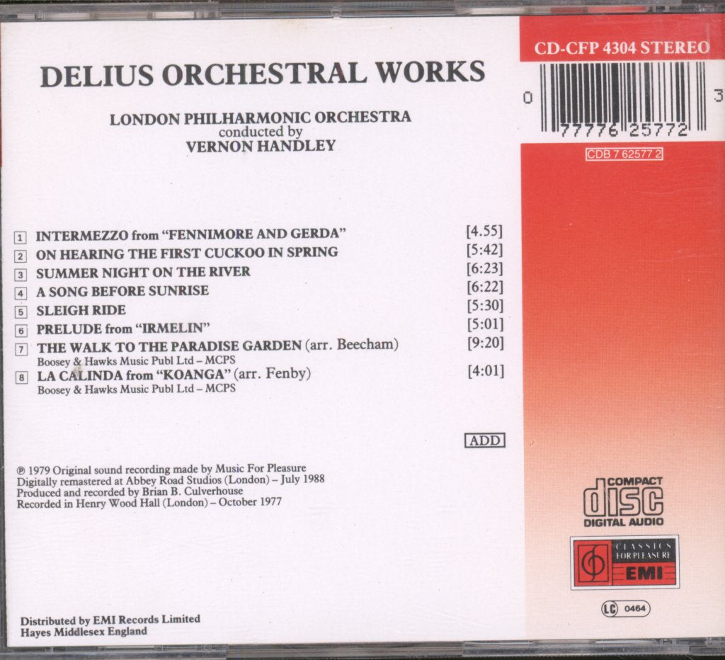 London Philharmonic Orchestra, Vernon Handley - Delius Orchestral Works - Cd
