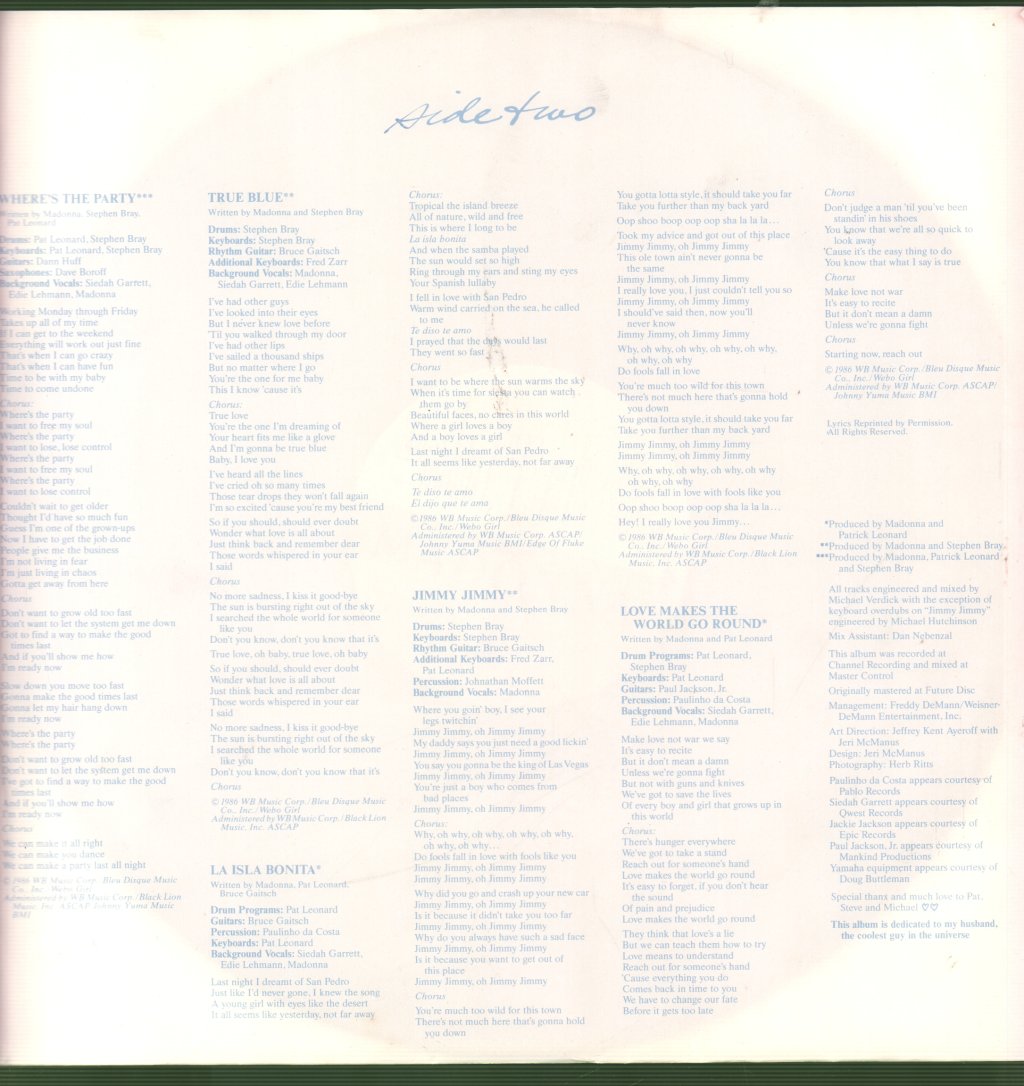 Madonna - True Blue - Lp
