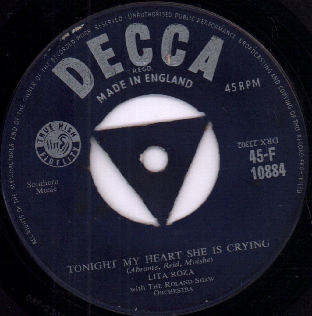 Lita Roza - Tonight My Heart She Is Crying - 7 Inch