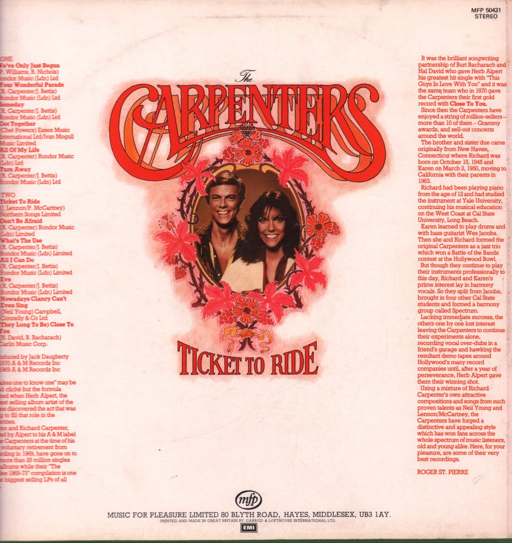 Carpenters - Ticket To Ride - Lp