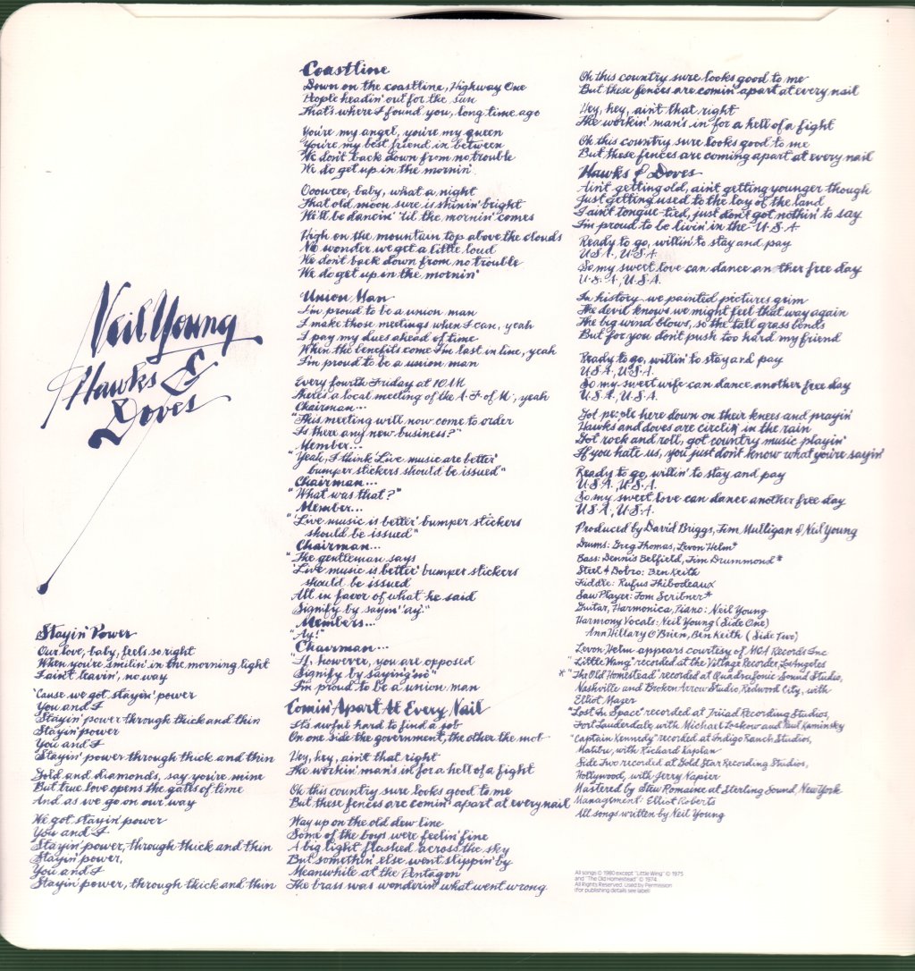 Neil Young - Hawks And Doves - Lp
