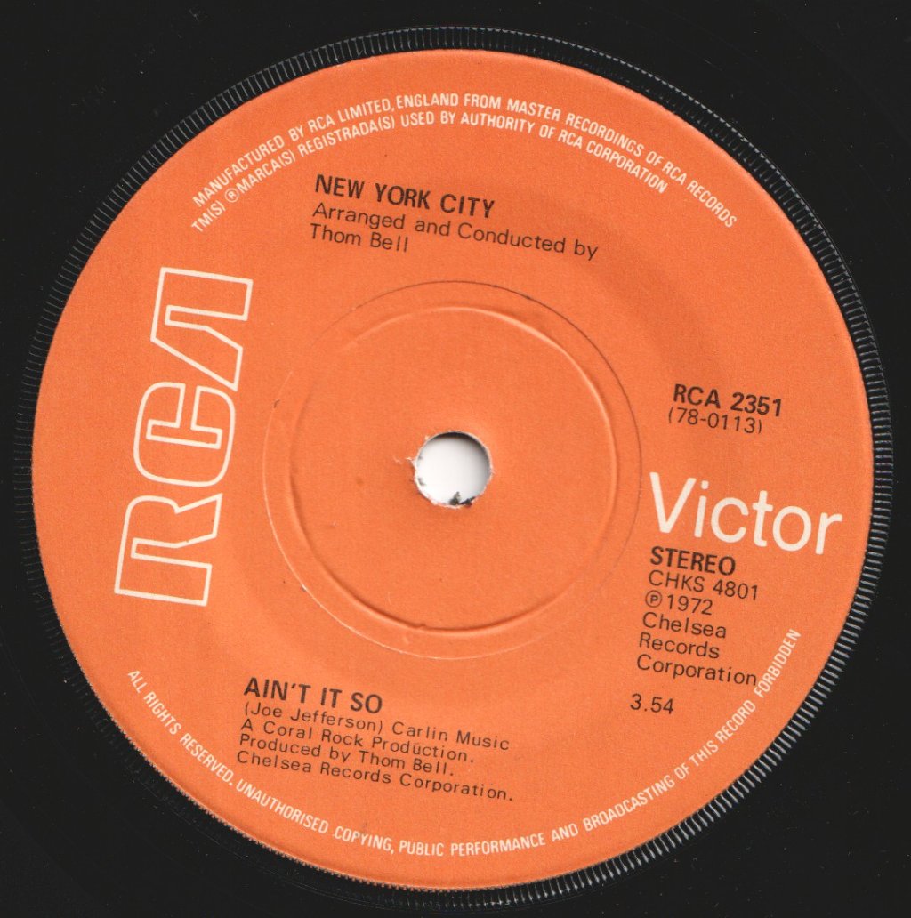 New York City - I'm Doin' Fine Now - 7 Inch