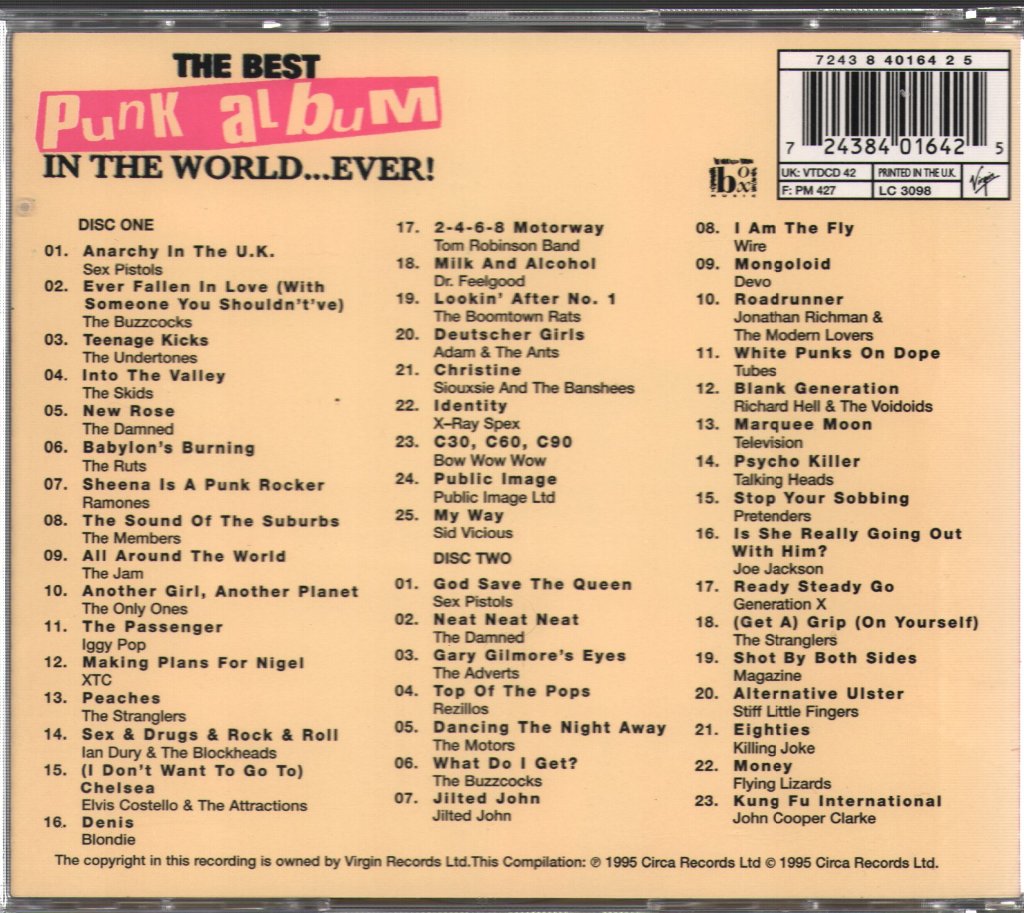 Various Artists - Best Punk Album In The World...Ever! - Double Cd