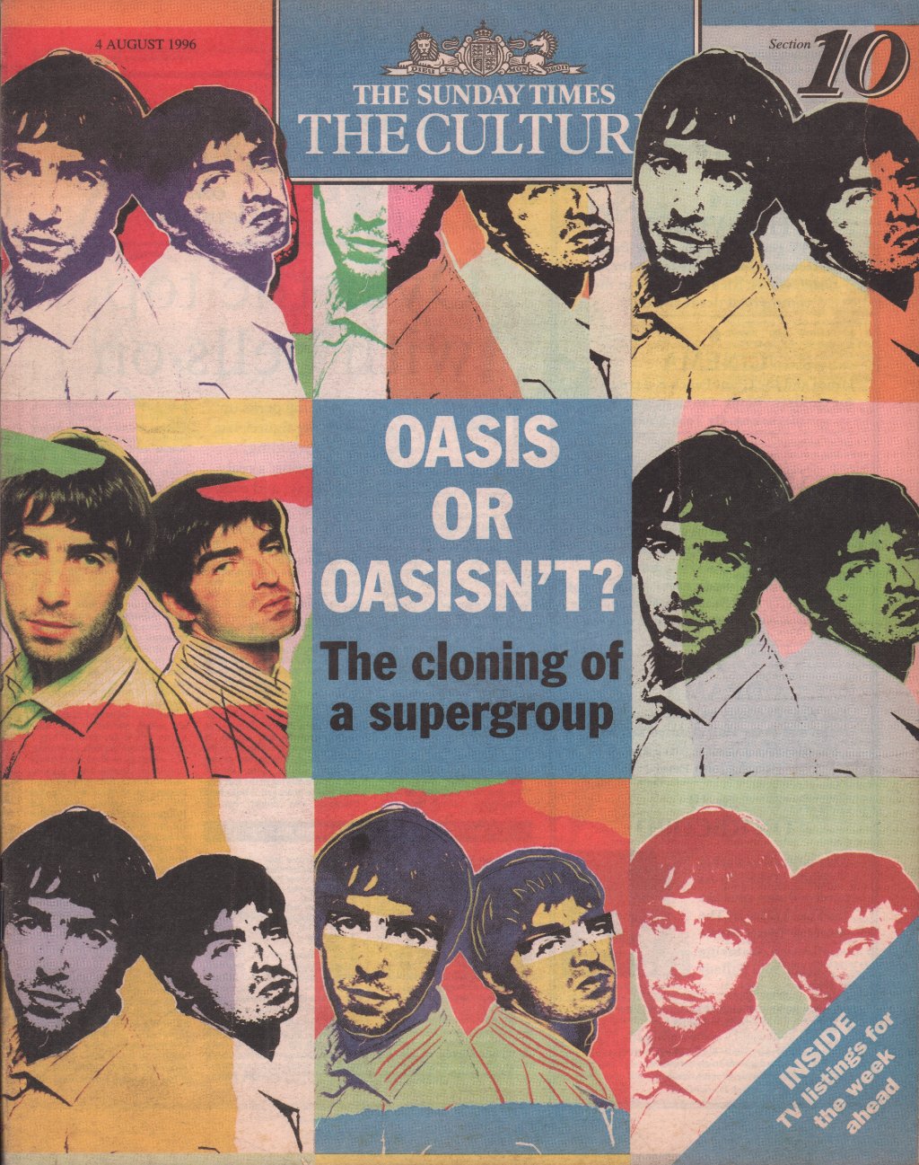 Oasis - sunday times culture 4 august 1996 - Magazine