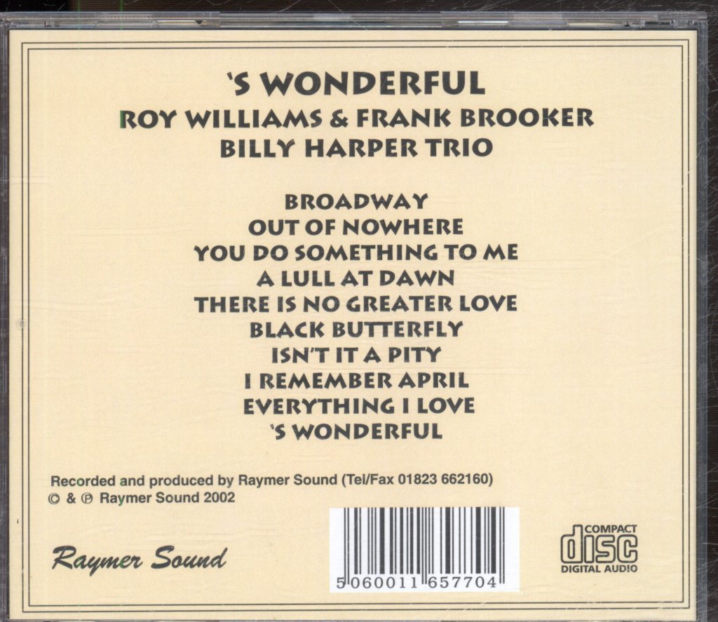 Roy Williams, Frank Brooker And Billy Harper Trio - S Wonderful - Cd