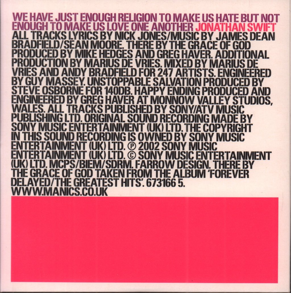 Manic Street Preachers - There By The Grace Of God - Cd