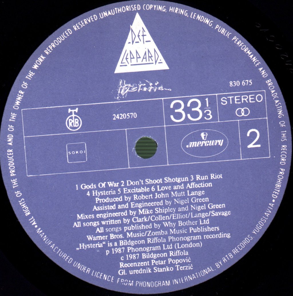 Def Leppard - Hysteria - Lp