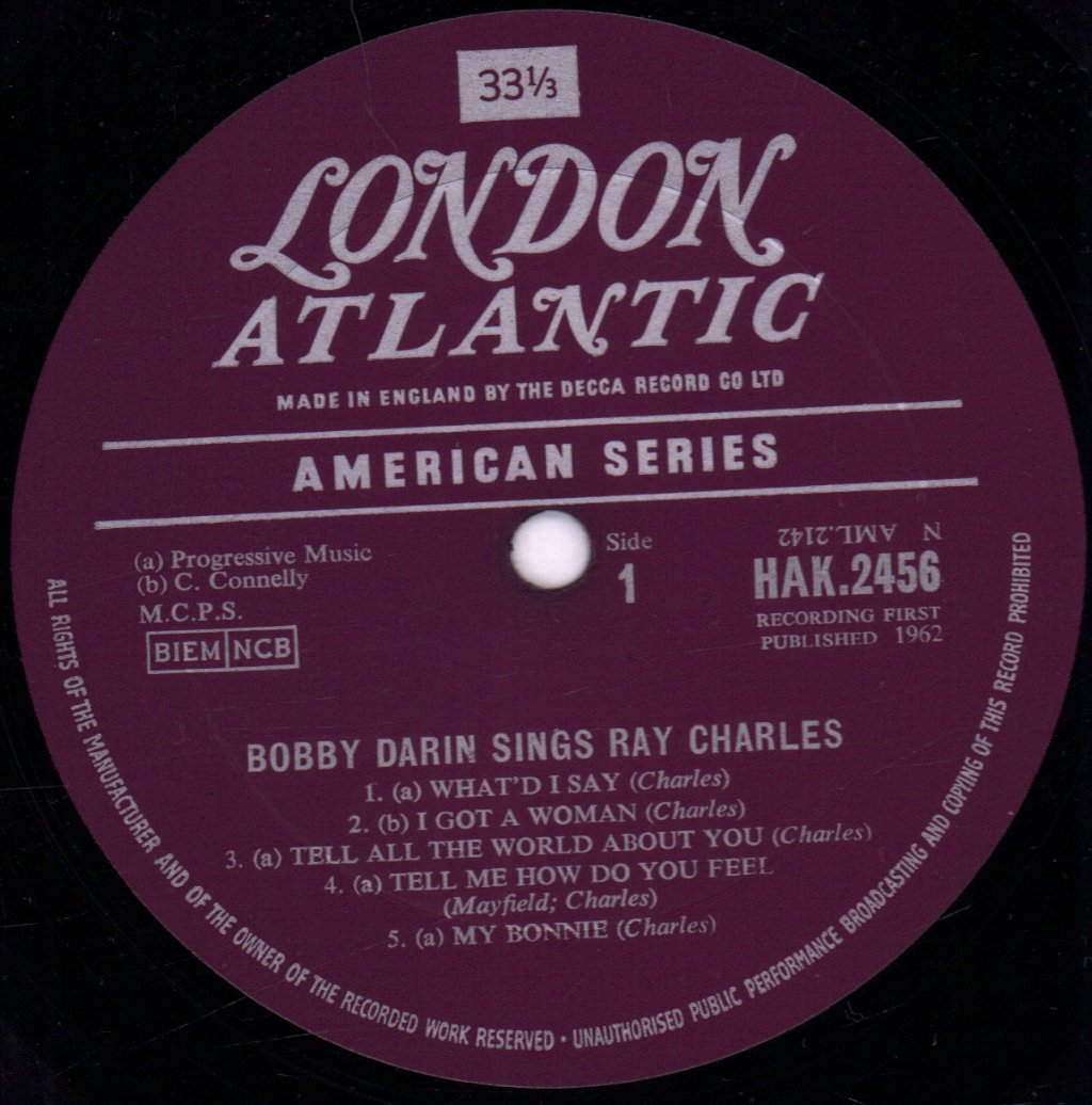 Bobby Darin - Sings Ray Charles - Lp