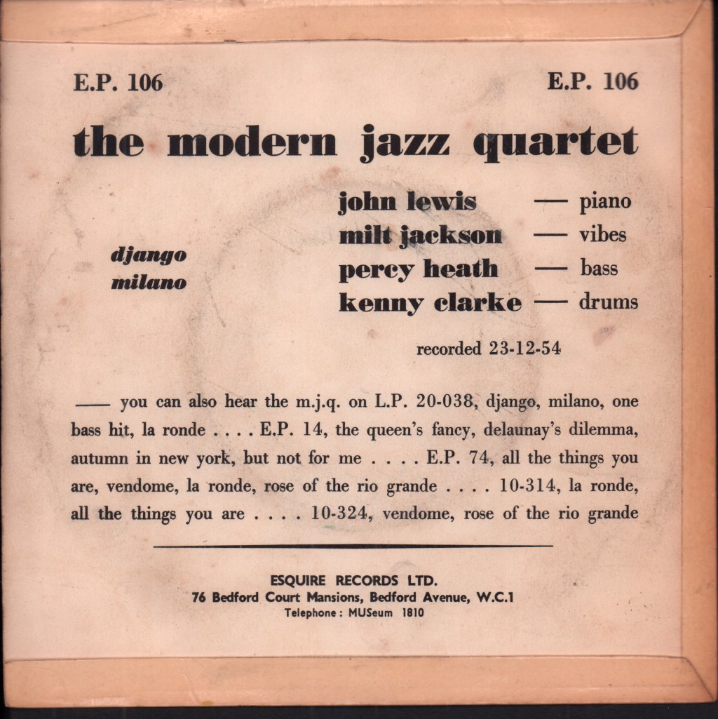 Modern Jazz Quartet - Django/Milano - 7 Inch