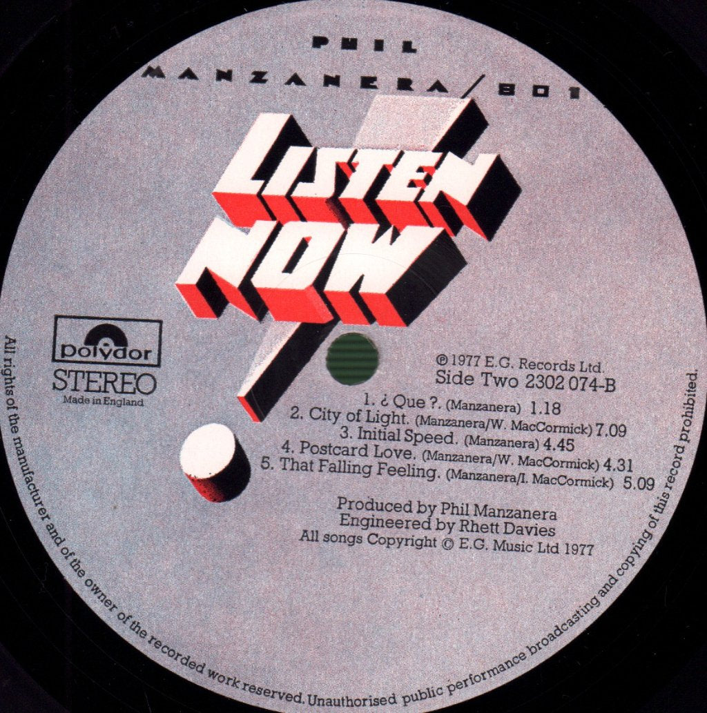 Phil Manzanera - Listen Now - Lp