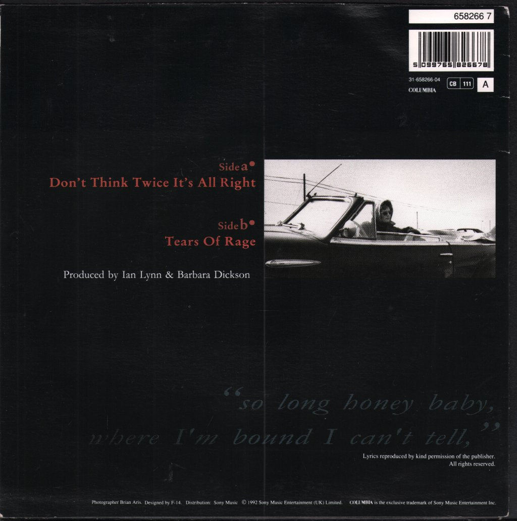Barbara Dickson - Don't Think Twice It's All Right - 7 Inch
