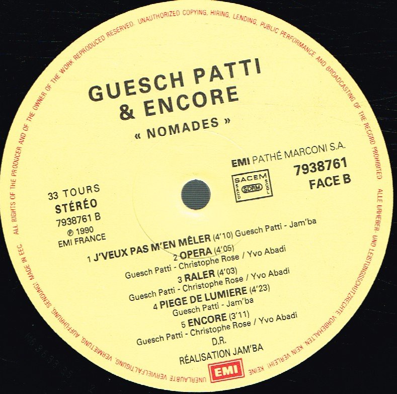 Guesch Patti And Encore - Nomades - Lp