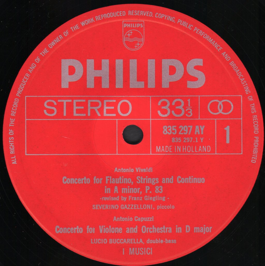 I Musici - Concerti For Various Instruments - Vivaldi / Capuzzi / Paisiello - Lp