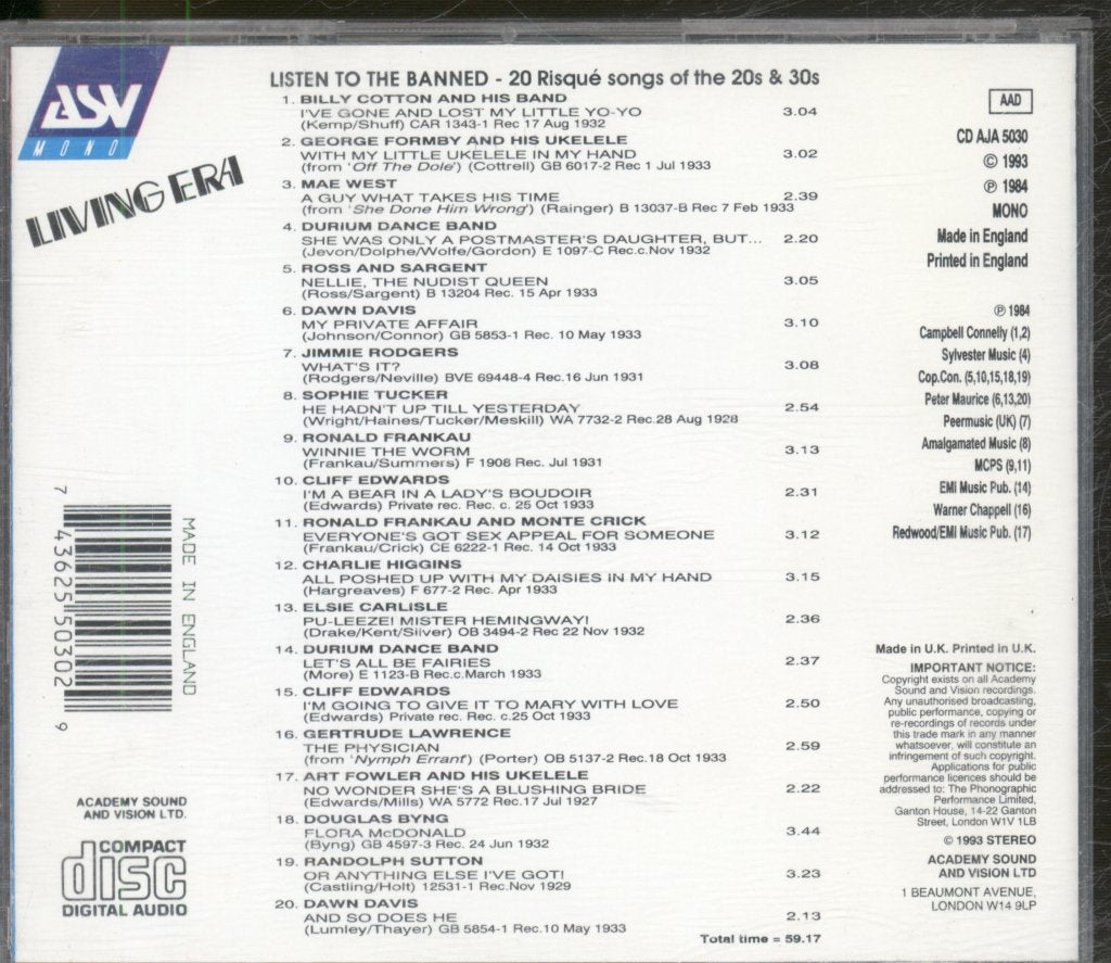 Various Artists - Listen To The Banned! - Cd