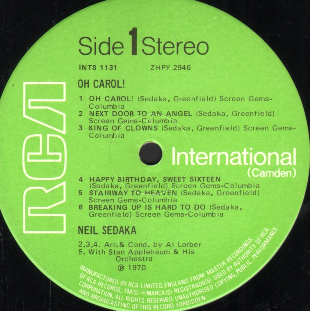 Neil Sedaka - Oh Carol - Lp