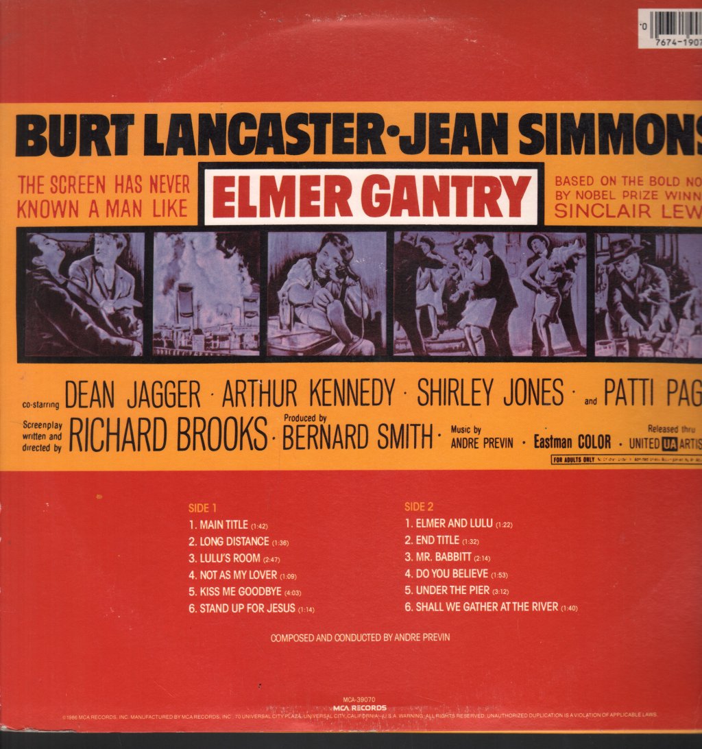 Andre Previn - Elmer Gantry Music From Original Soundtrack - Lp