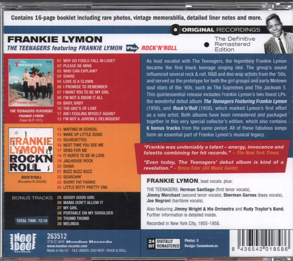 Frankie Lymon & The Teenagers - Teenagers Featuring Frankie Lymon Plus Rock'n'Roll - Cd
