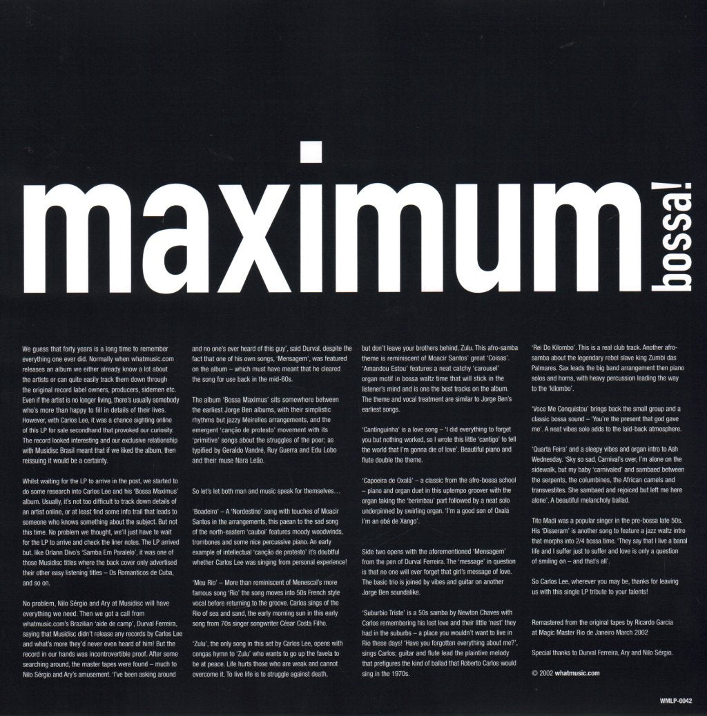 Carlos Lee - Bossa Maximus - Lp