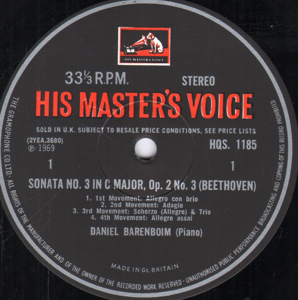 Daniel Barenboim - Beethoven Sonatas: No.15 In D, Op.28 ("Pastoral"); No.3 In C, Op.2 No.3 - Lp