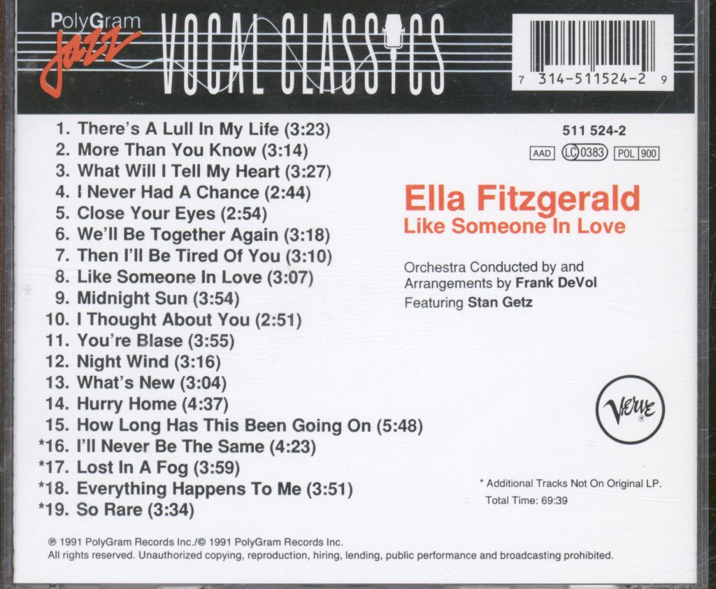 Ella Fitzgerald - Like Someone In Love - Cd
