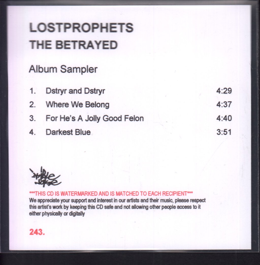 Lostprophets - Betrayed album sampler - Cdr