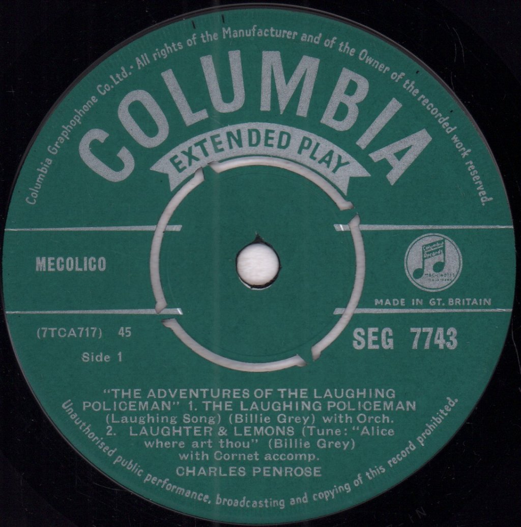 Charles Penrose - Adventures Of The Laughing Policeman - 7 Inch