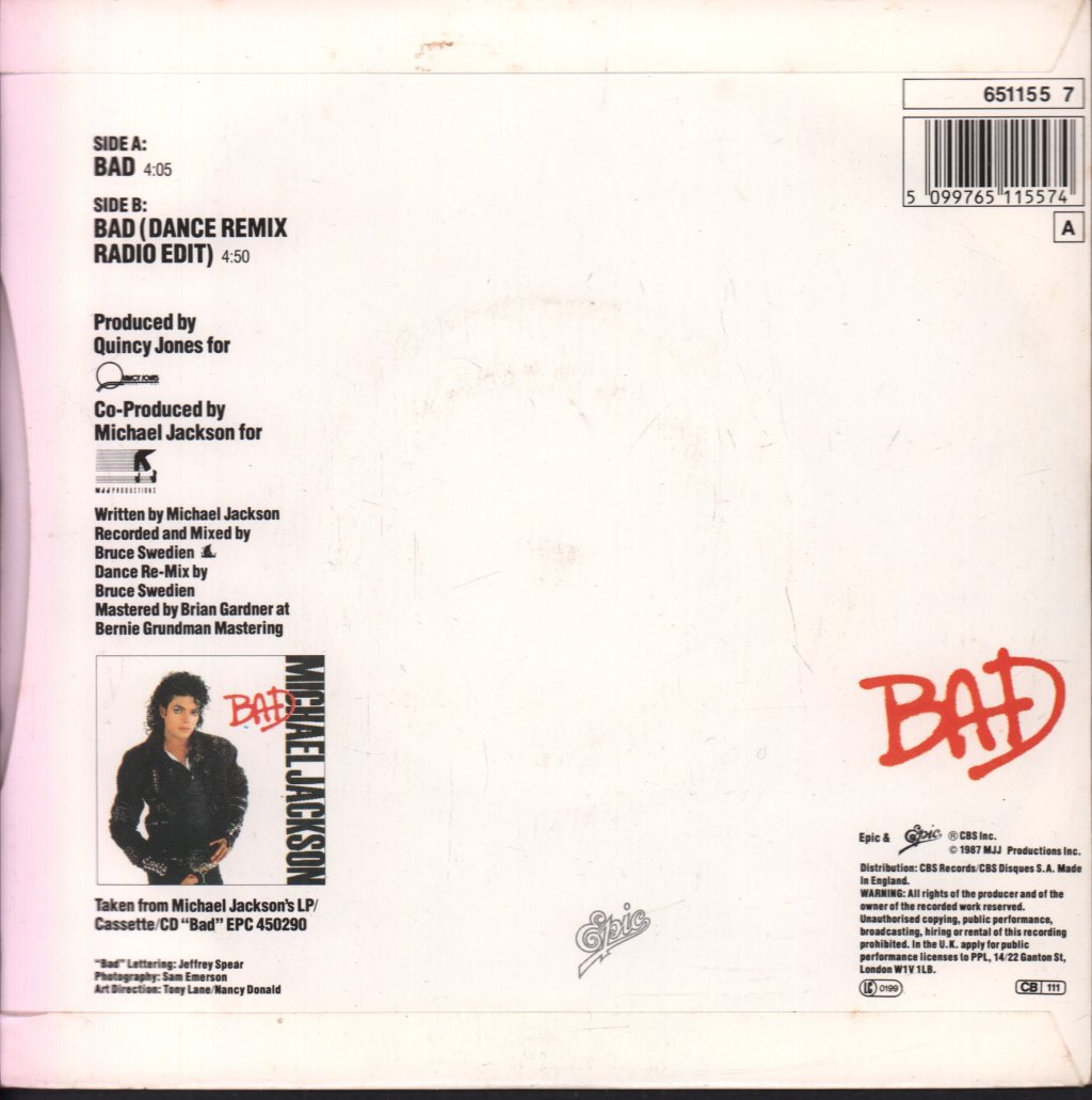Michael Jackson - Bad - 7 Inch
