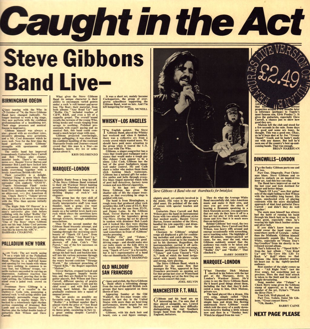 Steve Gibbons Band - Caught In The Act - Lp