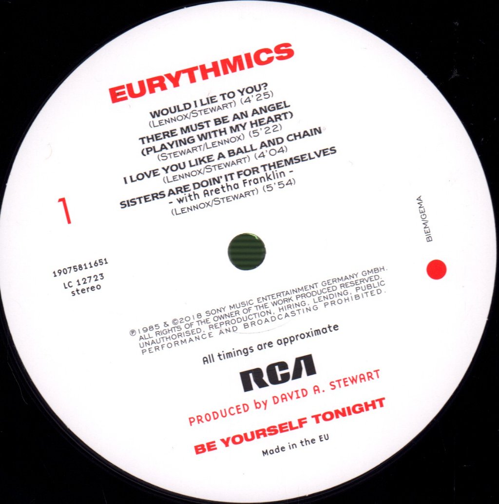 Eurythmics - Be Yourself Tonight - Lp