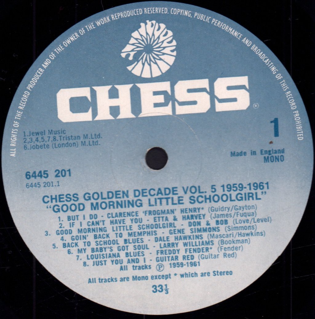 Chess Golden Decade - Volume 5 1959-1961 Good Morning Little Schoolgirl - Lp