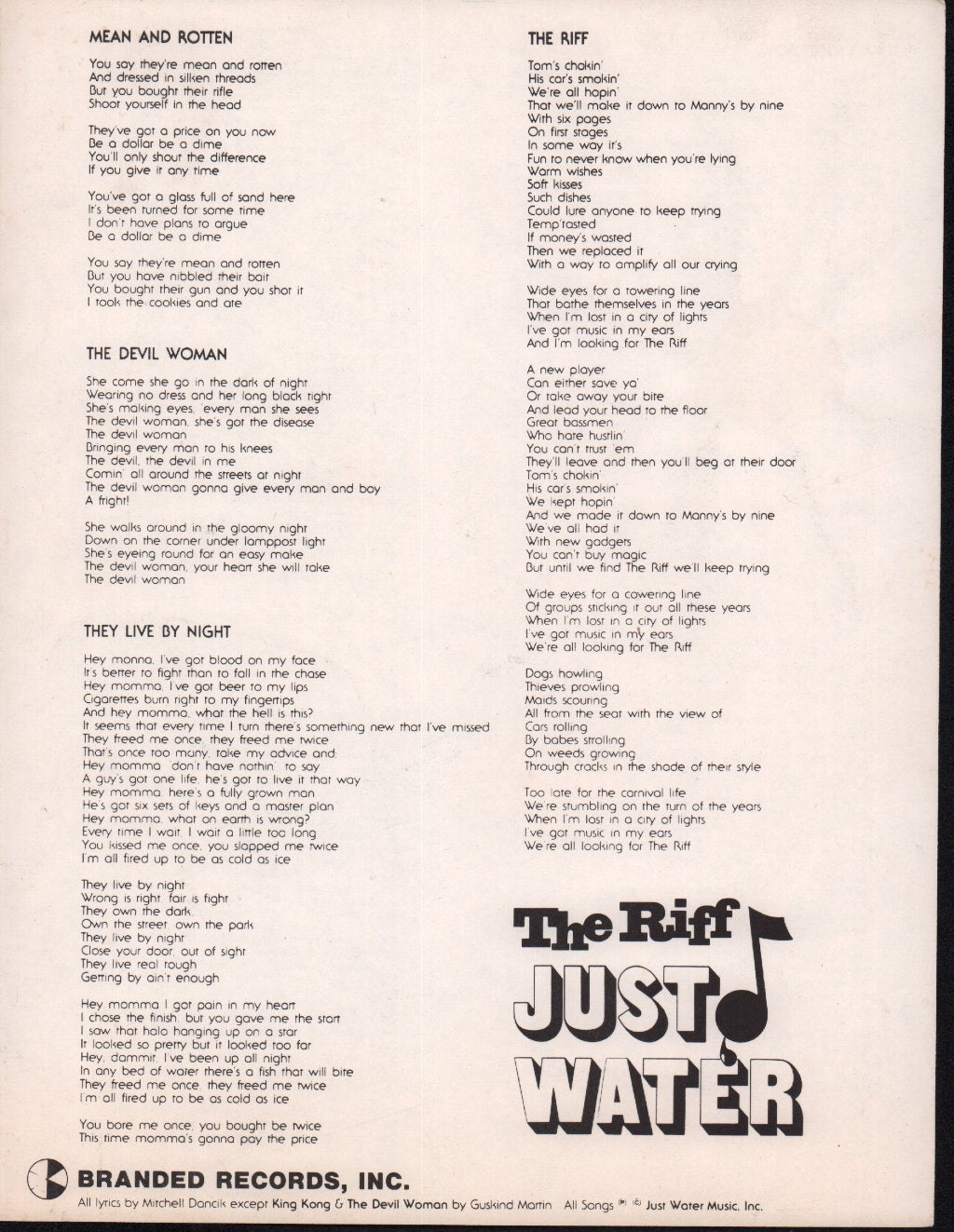 Just Water - Riff - Lp