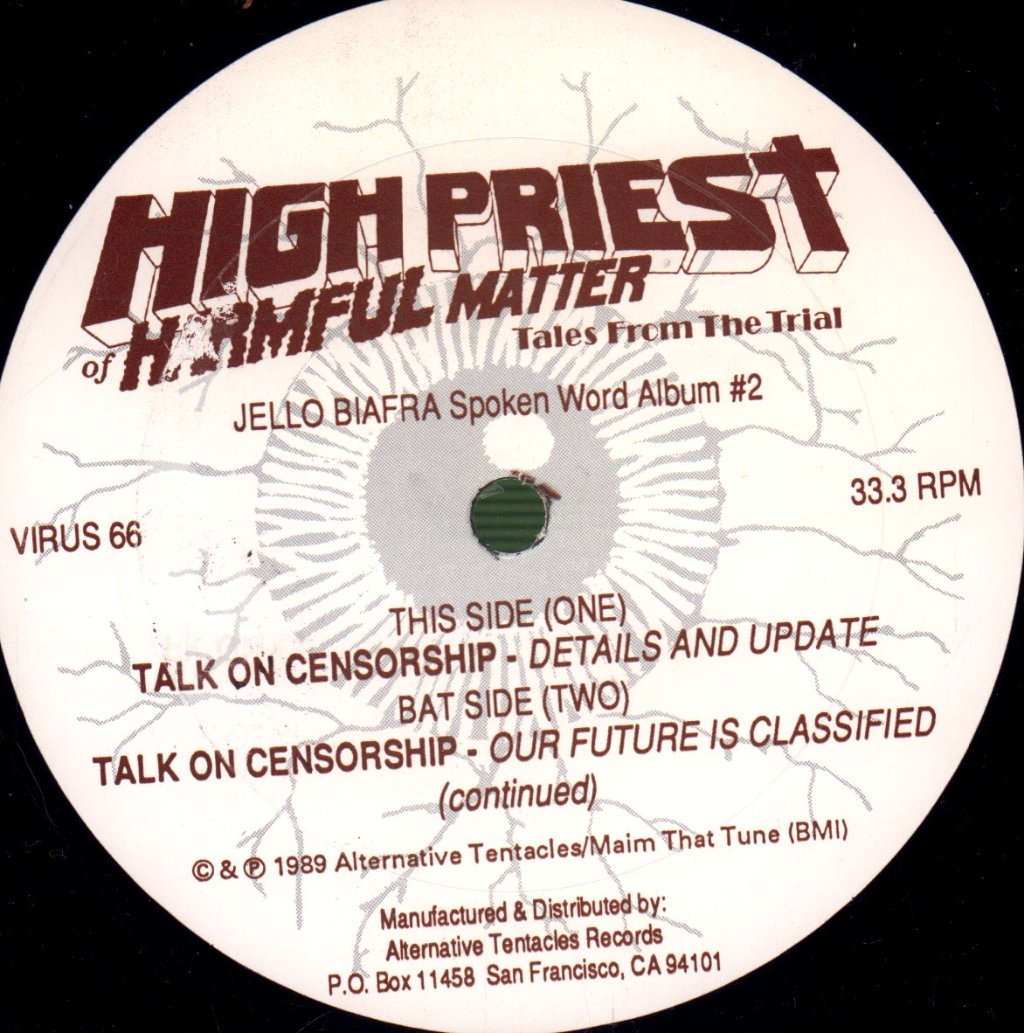 Jello Biafra - High Priest Of Harmful Matter - Tales From The Trial - Double Lp